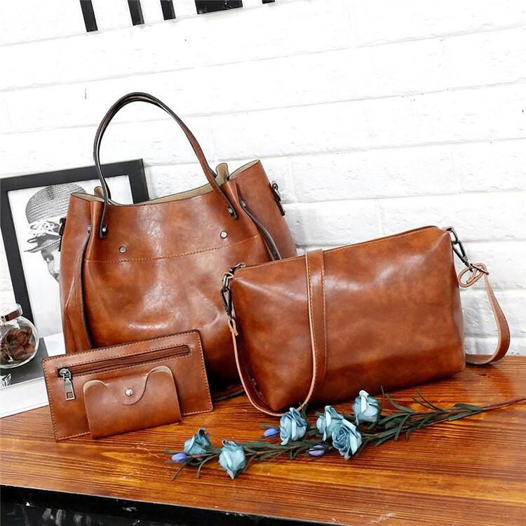 Greta - Vintage 4-Piece Leather Bag Set