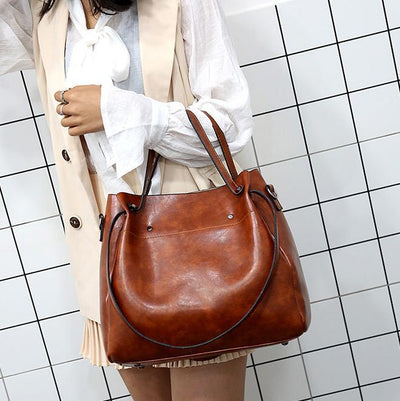 Greta - Vintage 4-Piece Leather Bag Set