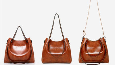 Greta - Vintage 4-Piece Leather Bag Set