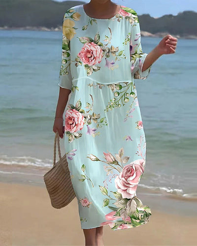 Lauren™ - Elegant Belly-Covering Floral Summer Dress