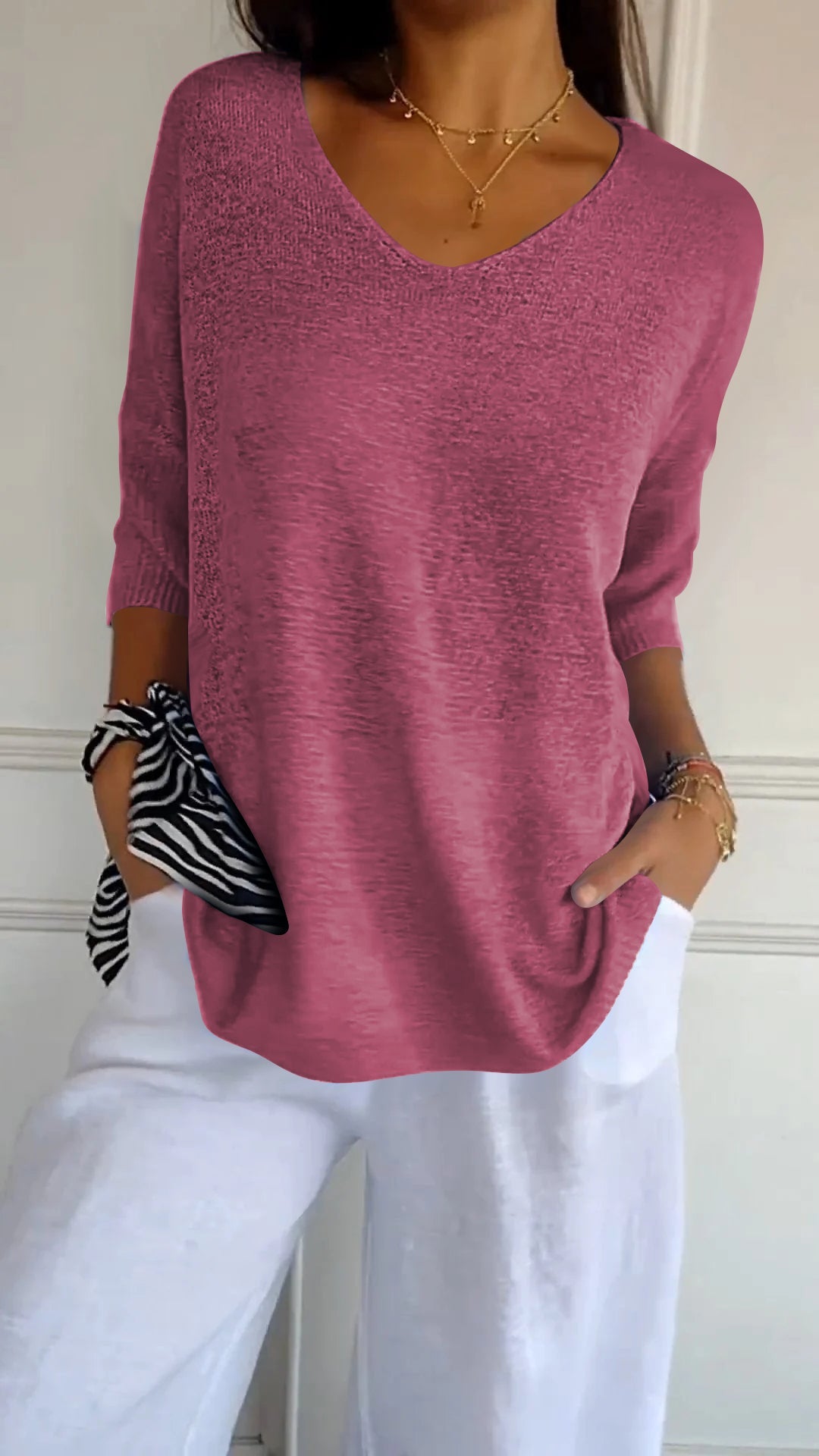 Aurora Cashmere V-neck Sweater