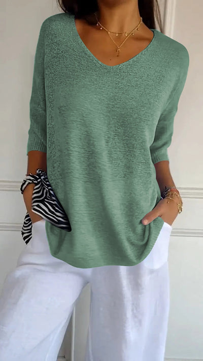 Aurora Cashmere V-neck Sweater