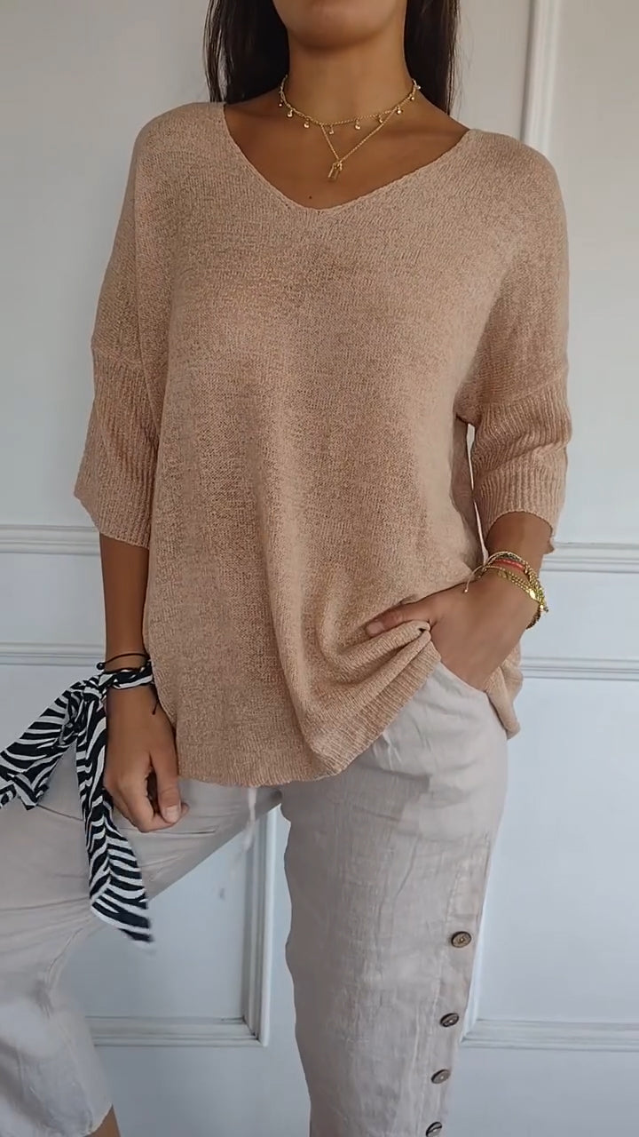 Aurora Cashmere V-neck Sweater