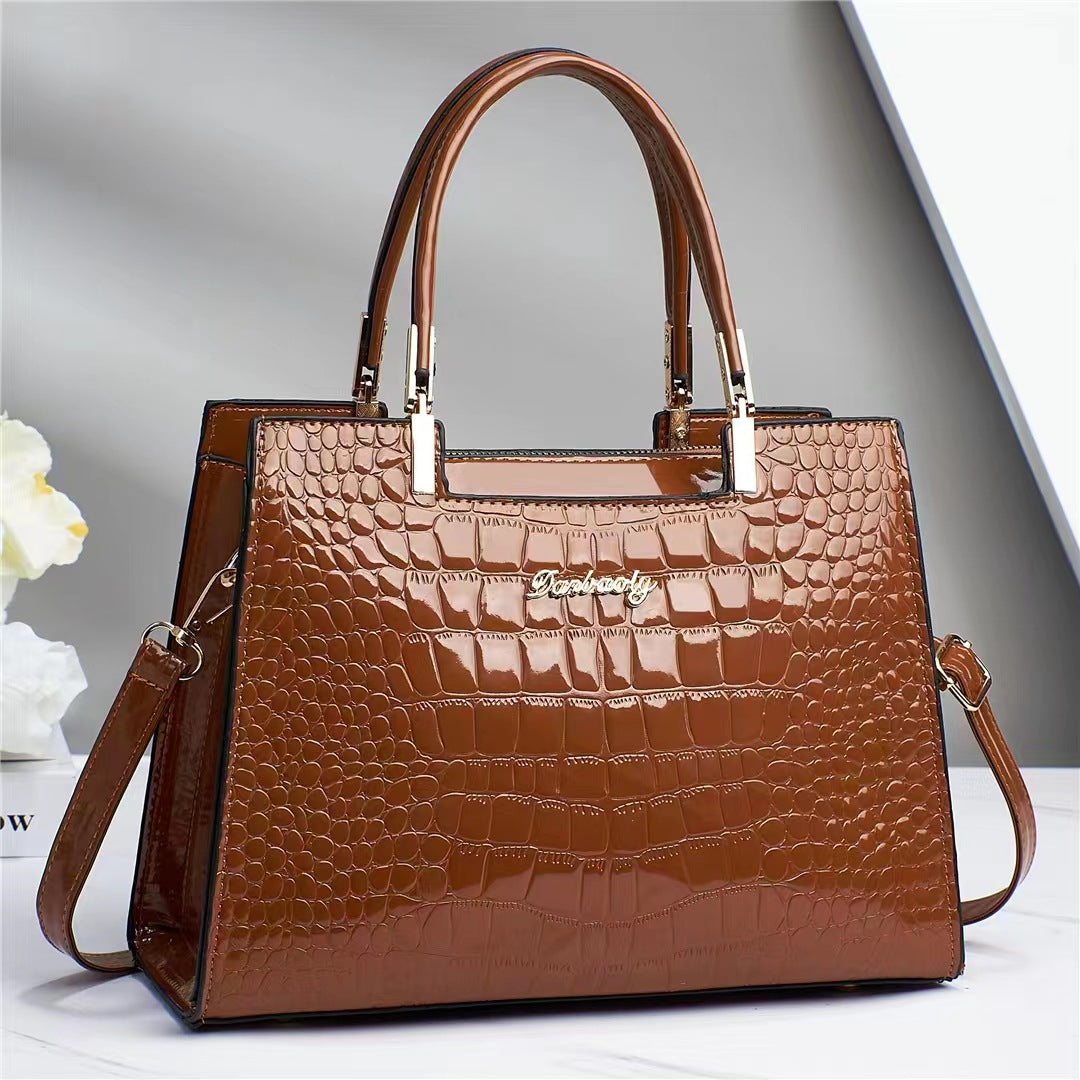 Lola - Shiny Crocodile Pattern Leather Handbag