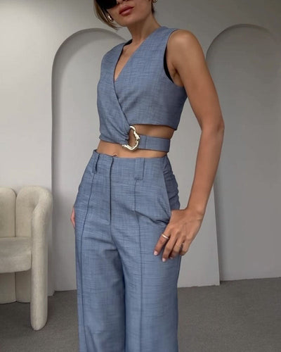 Olivia™ - Linen Crop Top and Pants