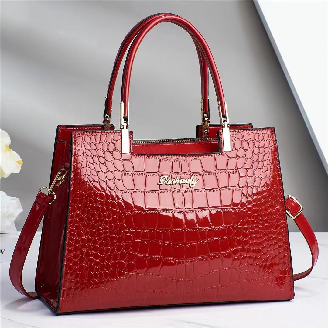 Lola - Shiny Crocodile Pattern Leather Handbag