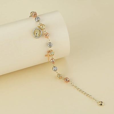 Mary Rosary Pearl Cross Bracelet