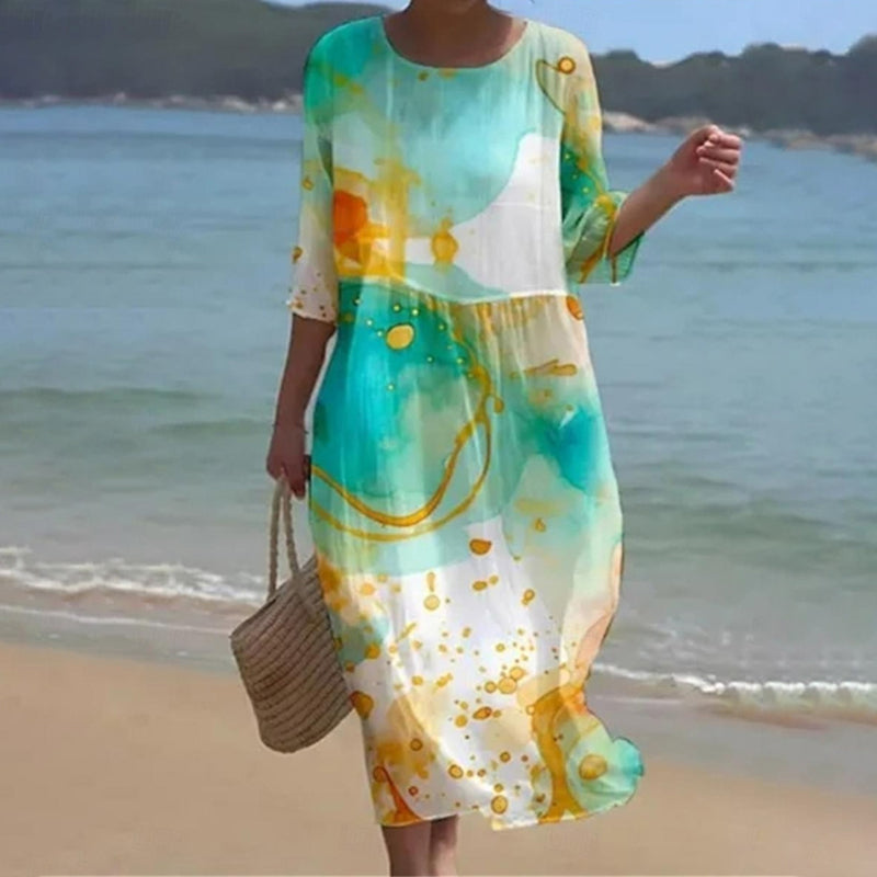 Lauren™ - Elegant Belly-Covering Floral Summer Dress