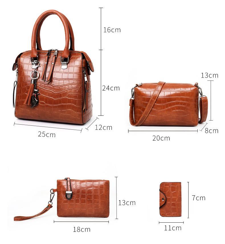 Helda - 4-Piece Modern Leather Bag Set