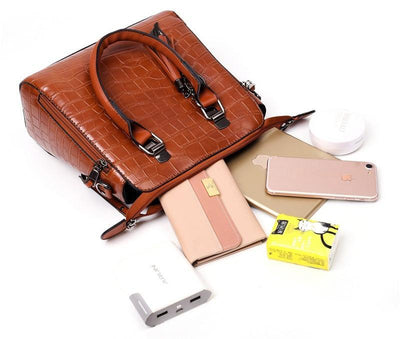 Helda - 4-Piece Modern Leather Bag Set