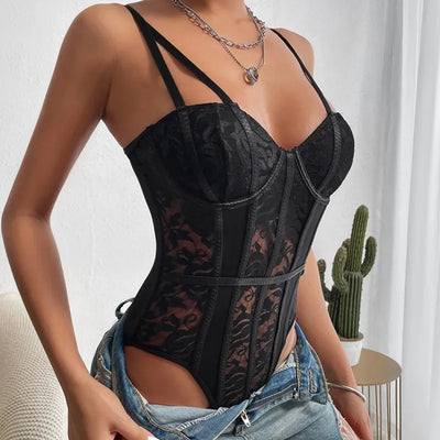 Celine™ - Embroidered Corset Bodysuit