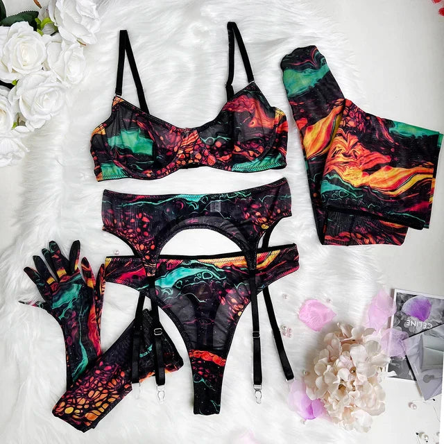 Serena™ - 5-Piece Tie Dye Lingerie Set