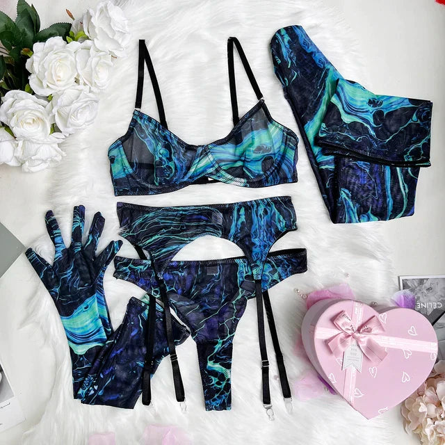 Serena™ - 5-Piece Tie Dye Lingerie Set