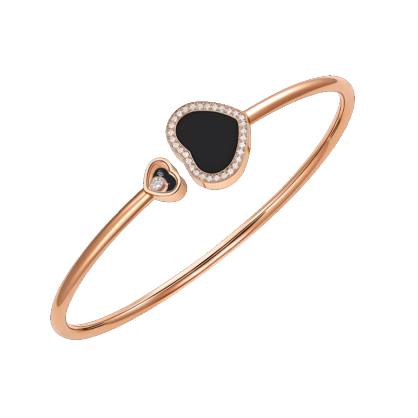 Heart Bangle - Rose Gold Black