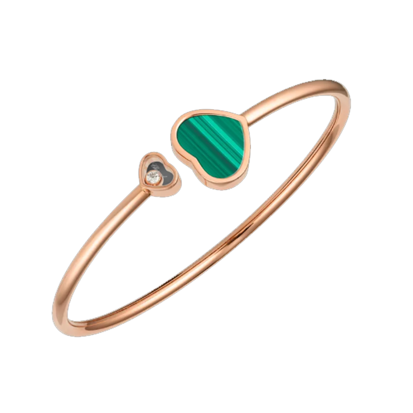 Heart Bangle - Rose Gold Green