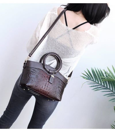 Ava - Elegant Handmade Leather Croco Bag