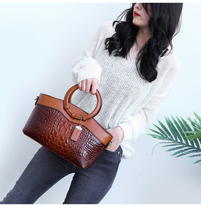 Ava - Elegant Handmade Leather Croco Bag