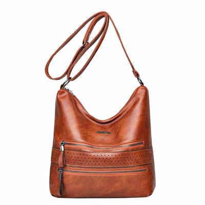 Aaliyah - Double Zipper Leather Shoulder Bag