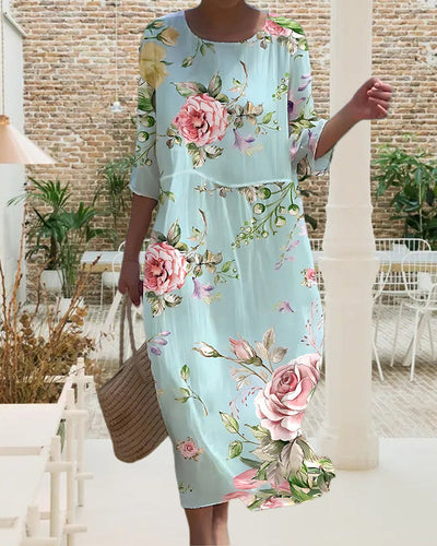 Lauren™ - Elegant Belly-Covering Floral Summer Dress