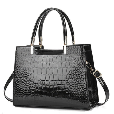 Lola - Shiny Crocodile Pattern Leather Handbag