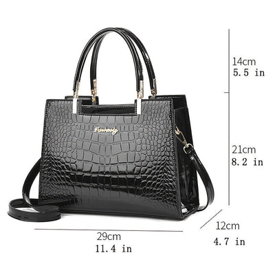 Lola - Shiny Crocodile Pattern Leather Handbag