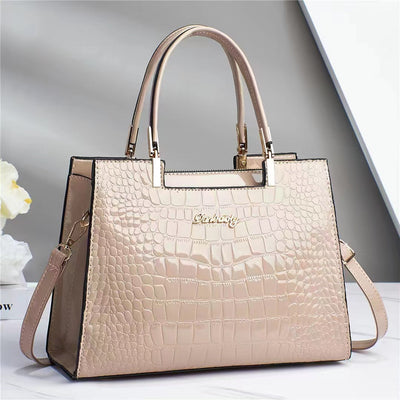 Lola - Shiny Crocodile Pattern Leather Handbag