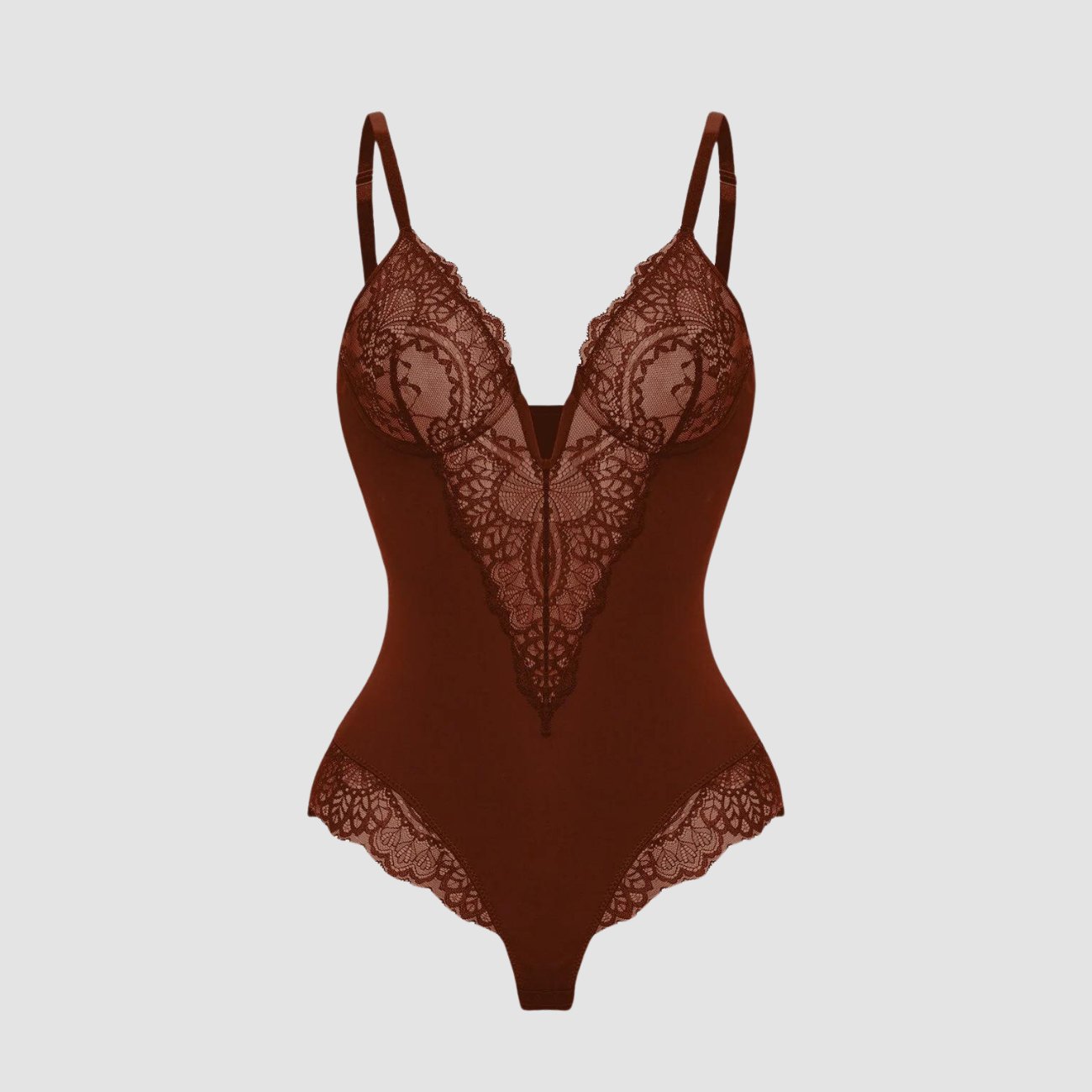 Sarah™ - Shapewear Bodysuit with Deep V-Neck Lace