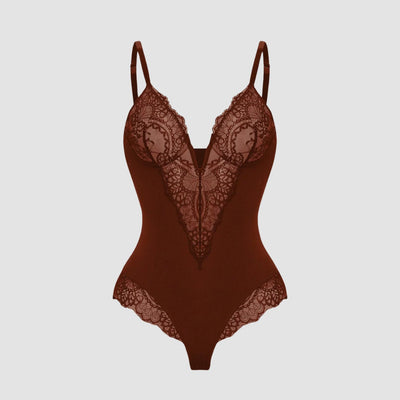 Sarah™ - Shapewear Bodysuit with Deep V-Neck Lace