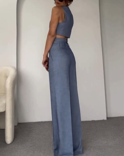 Olivia™ - Linen Crop Top and Pants