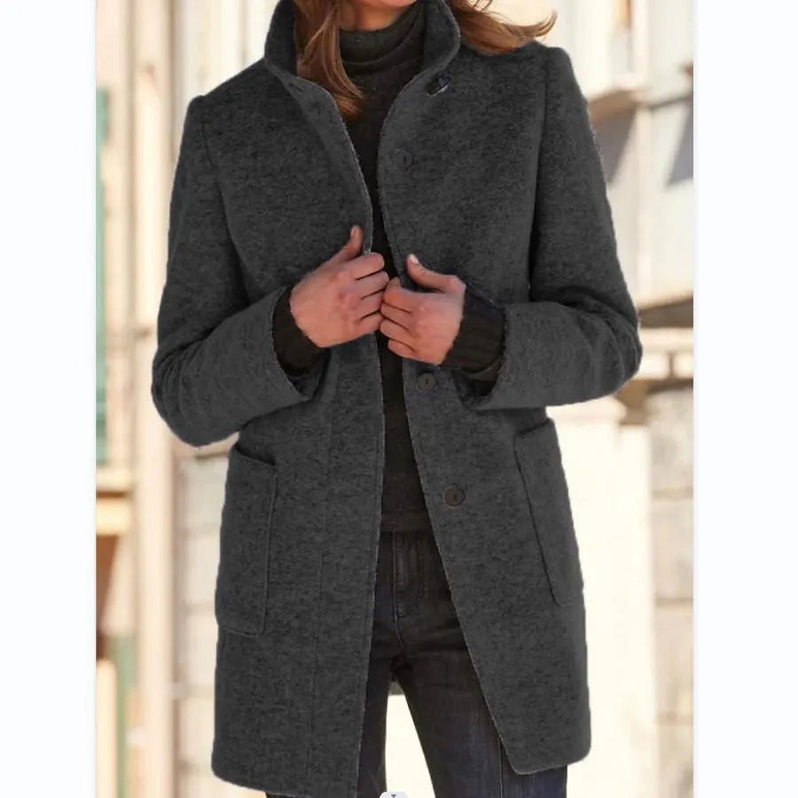 Ava - Fashionable Wool Jacket with Buttons