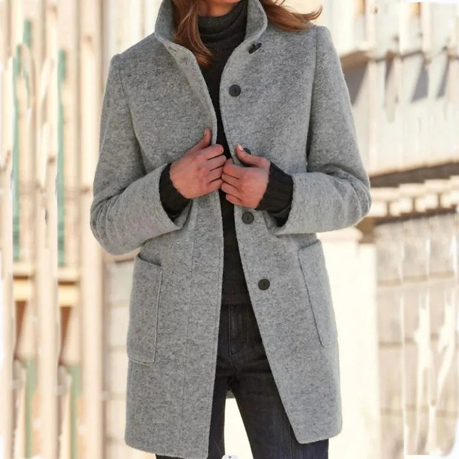 Ava - Fashionable Wool Jacket with Buttons