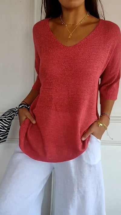 Aurora Cashmere V-neck Sweater