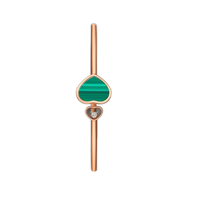 Heart Bangle - Rose Gold Green